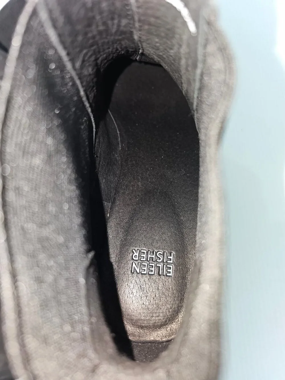 Eileen Fisher Luv Chelsea Wedge Ankle Boot Black Leather Pull On Womens 9